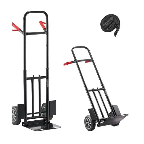 Hand Truck Heavy Duty Hand Truck Dolly With Wheels & Telescoping Handle Portable Trolley Dolly With Tie-Down Strap For Moving Home 1