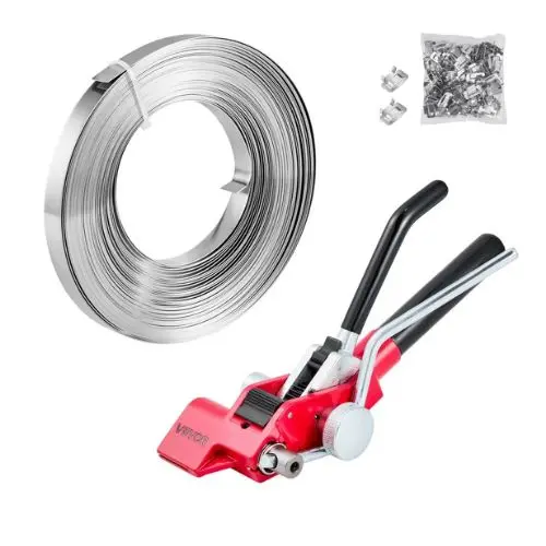 Heavy Duty Banding Sealer Tool With 100 Ft Binding Straps 100 Metal Clasps Manual Pallet Packaging Strapping Kit For Warehouse 1