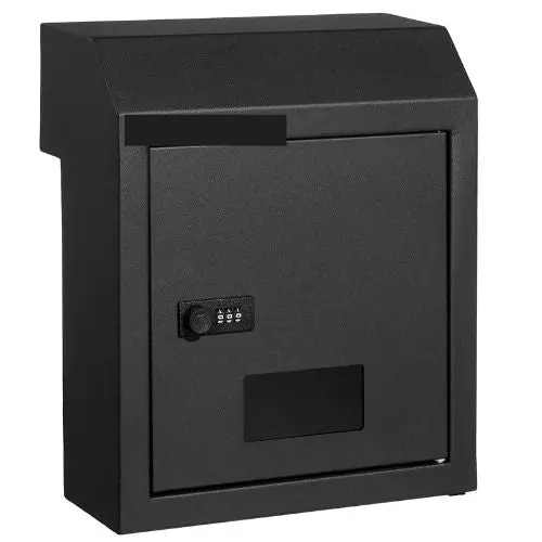 Heavy-Duty Through-Door Mail With Key Drop Box Ma074 Black 1