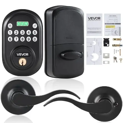 Keyless Entry Door Lock With Handle, Electronic Keypad, Matte Black Ds50+L 1