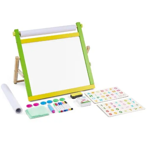 Kids 3-In-1 Foldable Tabletop Art Easel With Whiteboard & Chalkboard For Kids 1