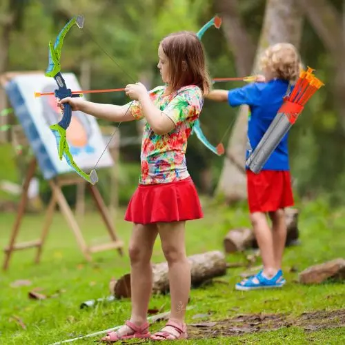 Led Bow And Arrow Set For Kids 2 Pack With 20 Arrows 2 Quivers Target Soft Bullets For 6+ Year Olds 1