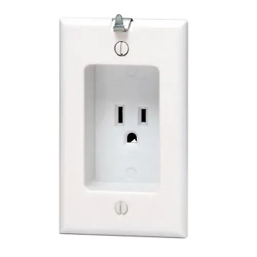 Leviton 15 Amp 1-Gang Recessed Single Outlet/Receptacle 688-W 1