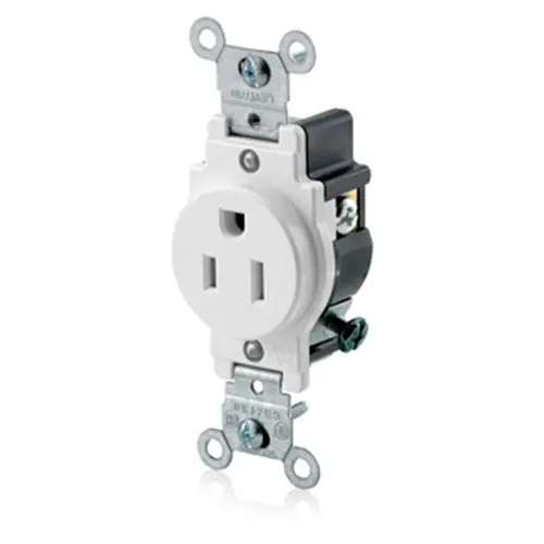 Leviton 15 Amp 125 Volt Single Receptacle Outlet Commercial Grade 5015-W 1