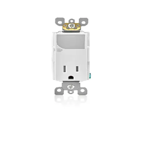 Leviton 15 Amp Decora Tamper-Resistant Receptacle With Led Guide Light White T6525-W 1
