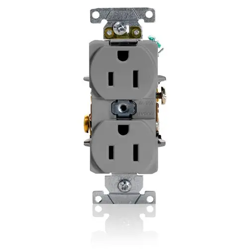 Leviton 15 Amp Duplex Receptacle/Outlet Industrial Grade Self Grounding 5252-Gy 1