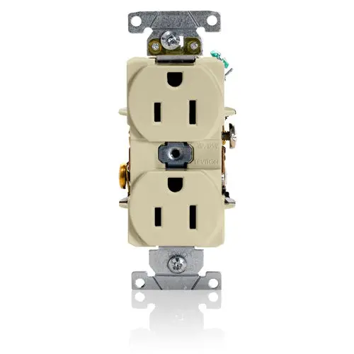 Leviton 15 Amp Duplex Receptacle/Outlet Self Grounding 5252-I 1