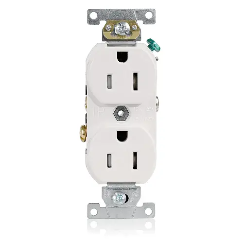 Leviton 15A 125V 2 Pole 3 Wire Tamper Resistant Duplex Tcr15-W 1