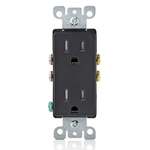 Leviton 15A 125V Decora Tamper Resistant Duplex Outlet Black T5325-E 1