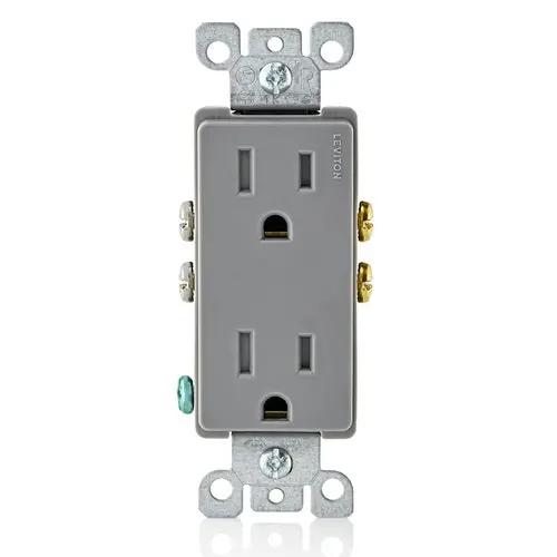 Leviton 15A 125V Decora Tamper Resistant Duplex Outlet Gray T5325-Gy 1