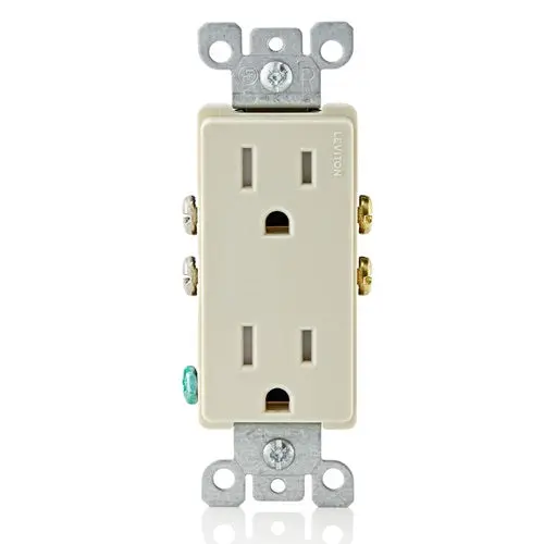 Leviton 15A 125V Decora Tamper Resistant Duplex Outlet Light Almond T5325-T 1