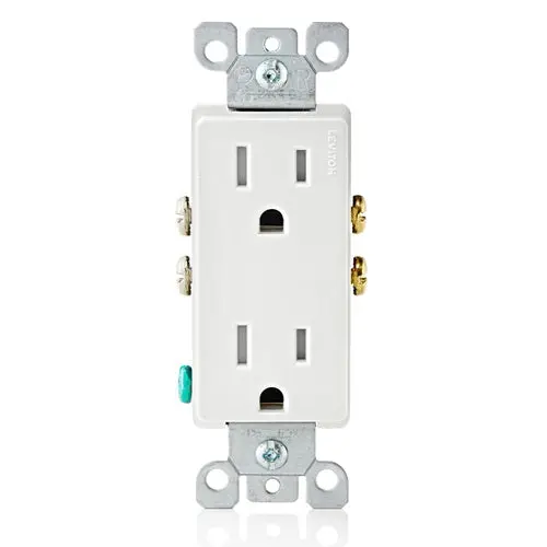Leviton 15A 125V Decora Tamper Resistant Duplex Outlet White T5325-W 1