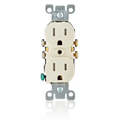 Leviton 15A 125V Tamper Resistant Duplex Outlet Light Almond T5320-T 1