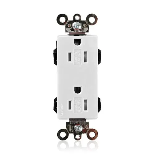 Leviton 15A 125V Tamper Resistant Duplex Receptacle White Mt162-W 1