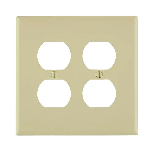 Leviton 2 Gang Duplex Outlet Wallplate Midway Size Ivory Pj82-I 1