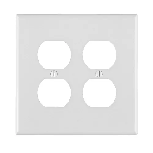 Leviton 2 Gang Duplex Outlet Wallplate Midway Size White Pj82-W 1