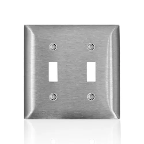 Leviton 2 Gang Toggle Switch Wallplate C Series Stainless Steel Ss2-40 1