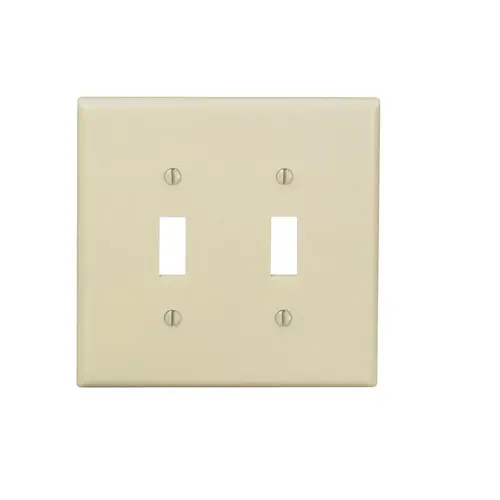 Leviton 2 Gang Toggle Switch Wallplate Midway Size Ivory Pj2-I 1