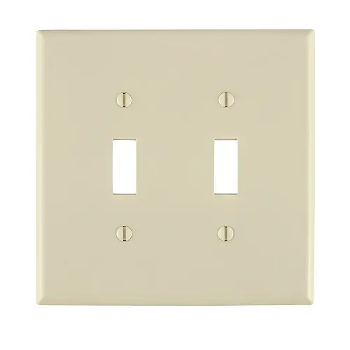 Leviton 2 Gang Toggle Switch Wallplate Midway Size Light Almond Pj2-T 1