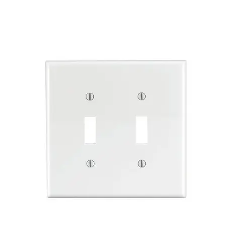 Leviton 2 Gang Toggle Switch Wallplate Midway Size White Pj2-W 1