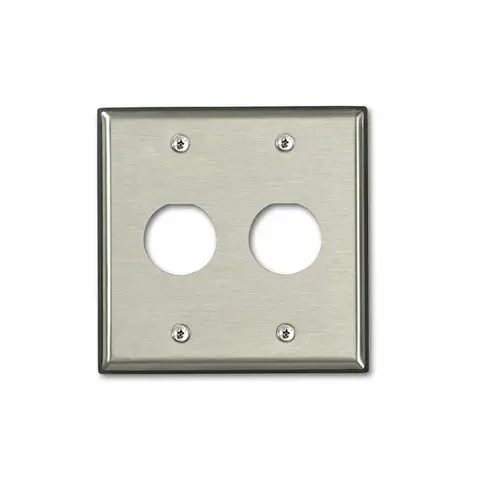 Leviton 2 Port Dual Gang Industrial Wallplate Stainless Steel D6710-2S2 1