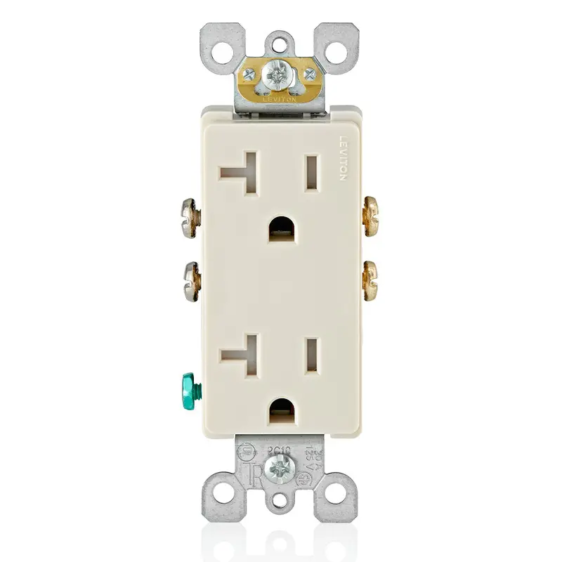 Leviton 20 Amp Nema 5-20R Tamper-Resistant Duplex Outlet Light Almond T5825-T 1