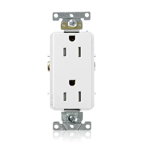 Leviton 20A 125V Decora Plus Duplex Screw Terminals White Tdr20-W 1