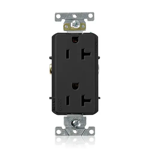 Leviton 20A 125V Decora Plus Single Receptacle Outlet Commercial Grade Black 16352-E 1