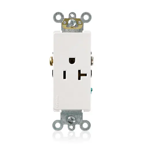 Leviton 20A 125V Decora Plus Single Receptacle Outlet Commercial Grade White 16351-W 1