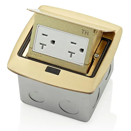 Leviton 20A 125V Pop Up Floor Box Tamper Resistant Outlet Brass Pftr2-Br 1