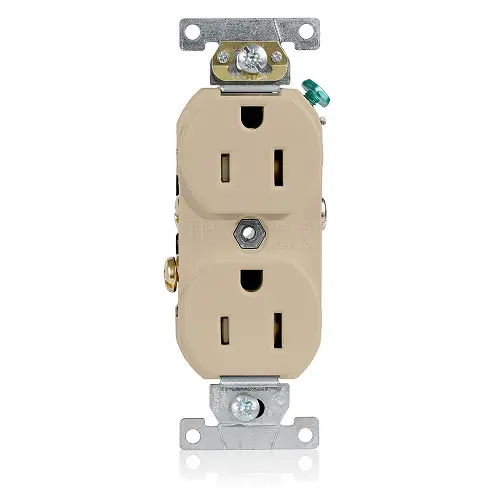 Leviton 20A 125V Side Wired Self Grounding Tamper Resistant Duplex Ivory Tcr20-I 1