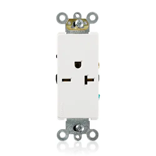 Leviton 20A 250V Decora Plus Single Receptacle Outlet Commercial Grade White 16451-W 1