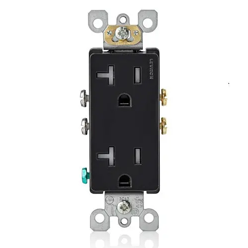 Leviton 20A Nema 5-20R Tamper-Resistant Duplex Outlet Black T5825-E 1