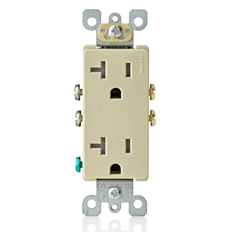 Leviton 20A Nema 5-20R Tamper-Resistant Duplex Outlet Ivory T5825-I 1