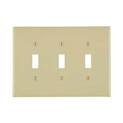 Leviton 3 Gang Toggle Switch Wallplate Midway Size Ivory Pj3-I 1