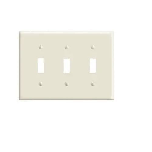 Leviton 3 Gang Toggle Switch Wallplate Midway Size Light Almond Pj3-T 1