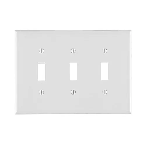 Leviton 3 Gang Toggle Switch Wallplate Midway Size White Pj3-W 1