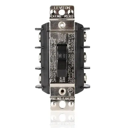 Leviton 30A 600V Manual Motor Controller Black Ms303-Ds 1