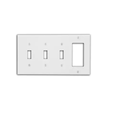 Leviton 4 Gang Combination Wallplate 3 Toggle And 1 Decora White P326-W 1