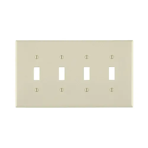 Leviton 4 Gang Toggle Switch Wallplate Midway Size Light Almond Pj4-T 1