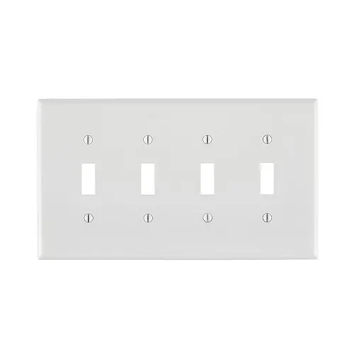Leviton 4 Gang Toggle Switch Wallplate Midway Size White Pj4-W 1