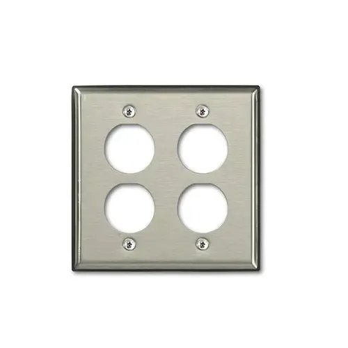 Leviton 4 Port Dual Gang Industrial Wallplate Stainless Steel D6710-2S4 1