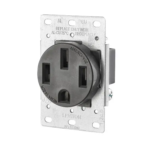 Leviton 50 Amp Nema 14-50R Flush Mount Outlet Black 279-S00 1