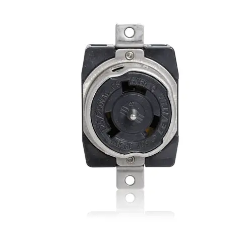 Leviton 50A 125/250V Locking Flush Mount Receptacle Black And White Cs6369 1