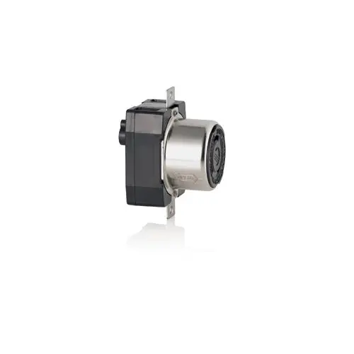 Leviton 50A 125V Locking Flush Mount Receptacle Black & White 6370Cr 1