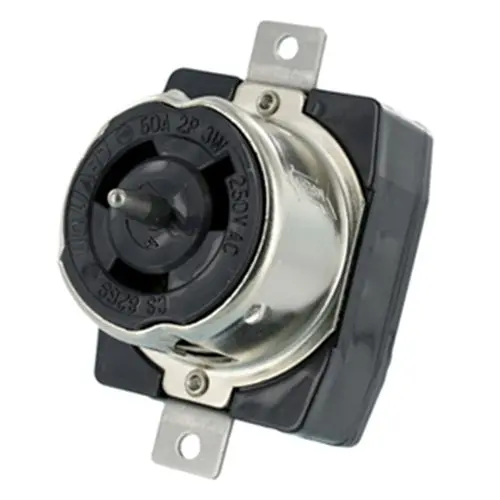 Leviton 50A 250V Locking Flush Mount Receptacle Black And White Cs8269 1