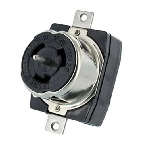 Leviton 50A 250V Locking Flush Mount Receptacle Black And White Cs8369 1
