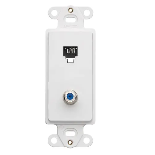 Leviton 6P4c + F Connector Telephone Decora Insert Screw Terminal White 40659-W 1