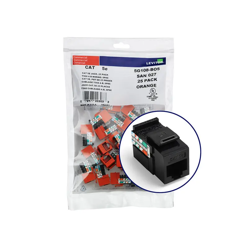Leviton Cat 5E Quickport Jack Quickpack Black (Pack Of 25) 5G108-Be5 1