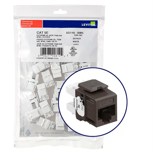 Leviton Cat 5E Quickport Jack Quickpack Brown (Pack Of 25) 5G110-Bb5 1